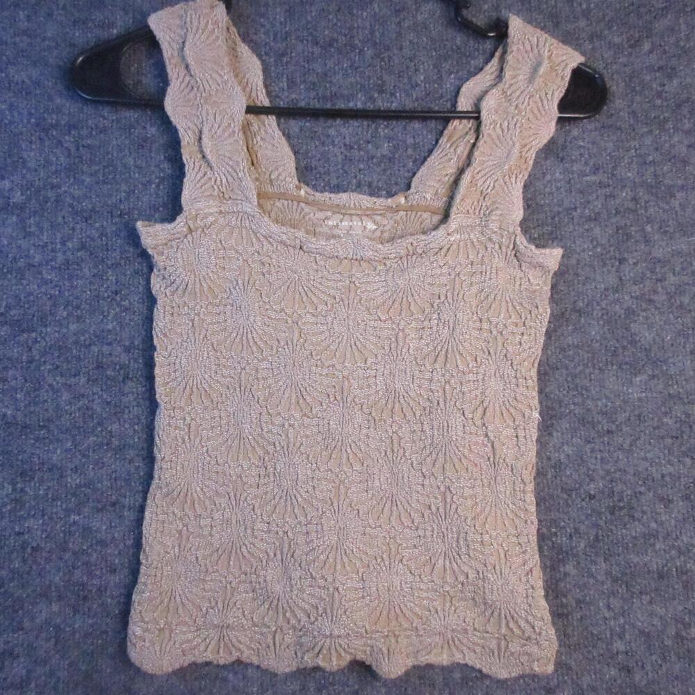 Intimately FP Tank Top Womens Small Beige Textured Embroidered Knit Camisole